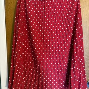 WD.NY Red Pleated Midi Skirt for Work